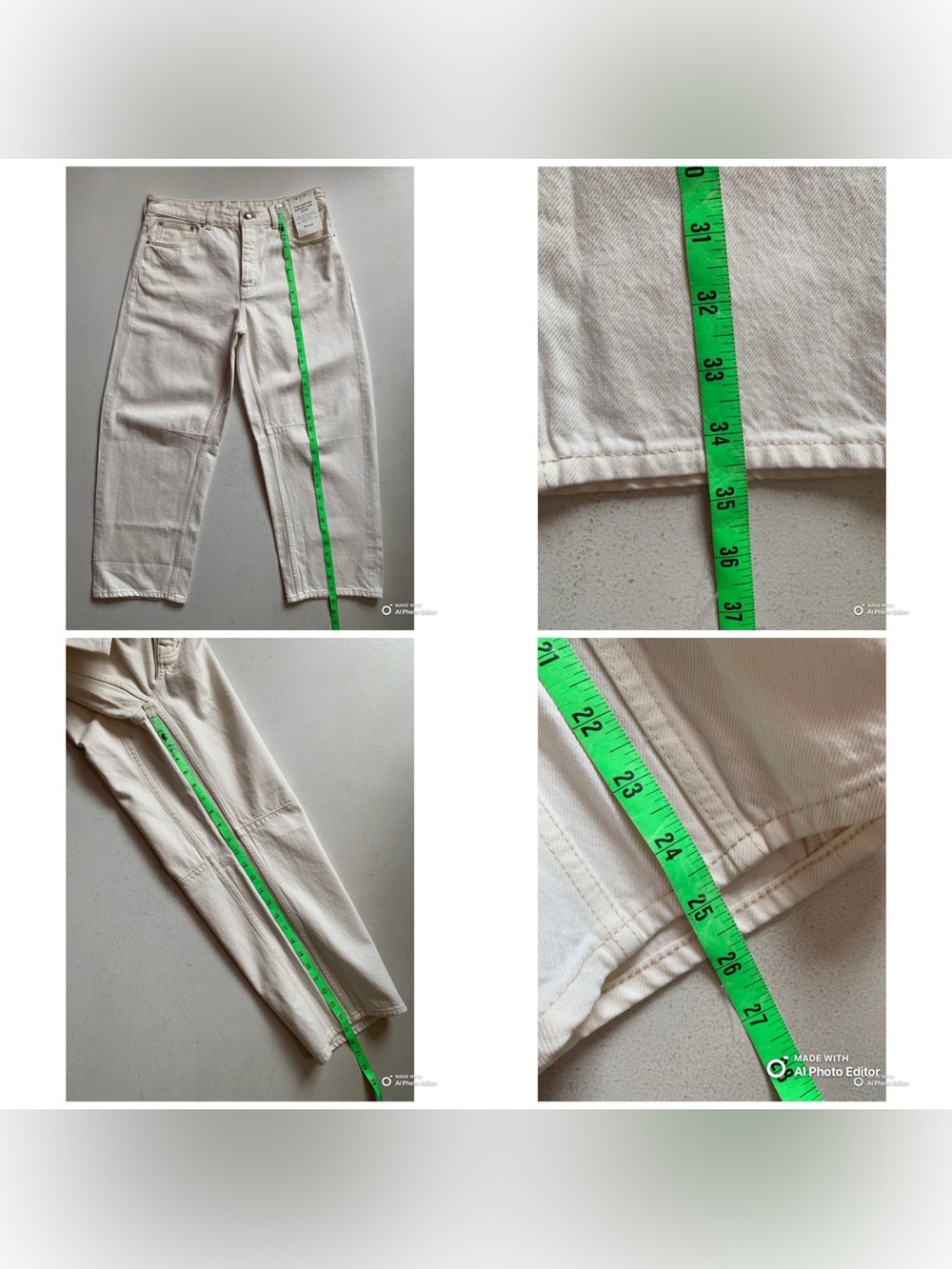 Madewell PETITE The Darted Barrel Jean in Vintage Canvas 27P NWT Cream Summer - Picture 15 of 17